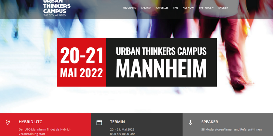 Ansicht der Landingpage zum UTC 2022 Mannheim