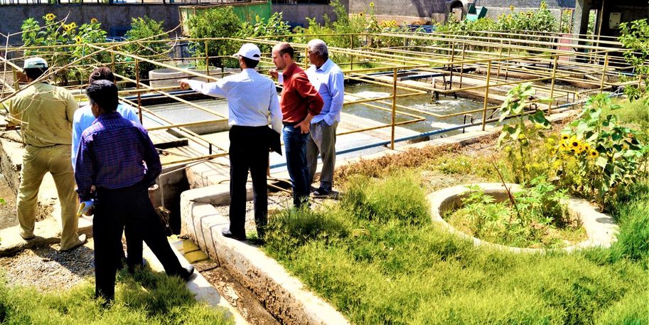 Menschen auf Wasserfarm