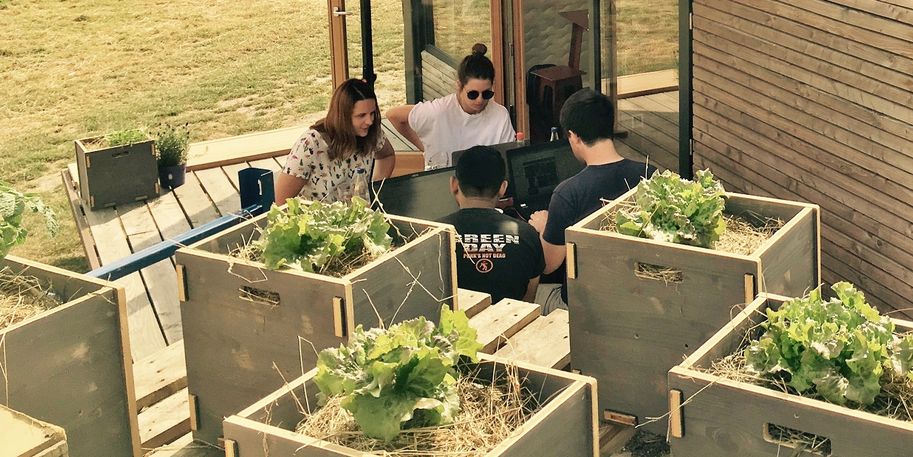 Außenbereich eines Coworking-Space