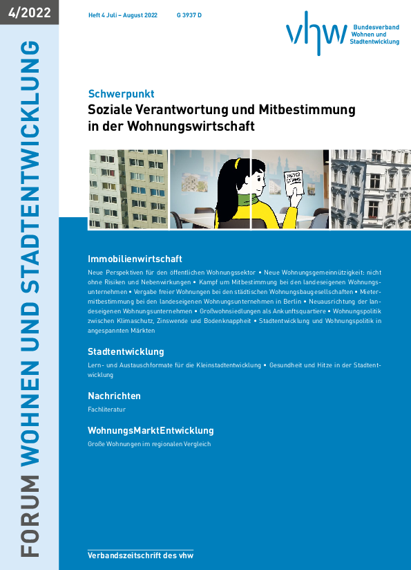 Titelcover der Zeitschruft Forum Wohnen und Stadtentwicklung 